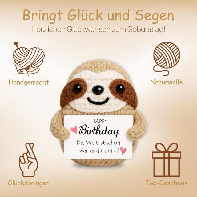 Detalle 2 de Farbeele Anti-Stress Faultier Schlüsselanhänger 6x7,5 cm