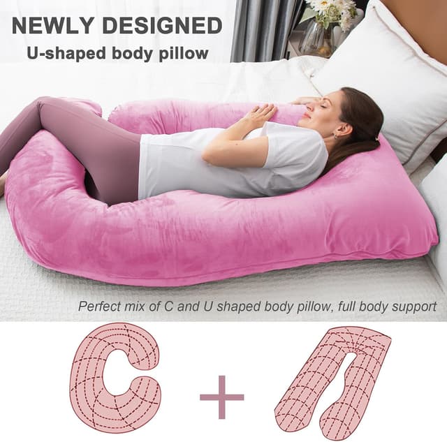 Detalle de TaiBest Schwangerschaftskissen aus geschreddertem Memory-Schaum (U-Form) – Bauchunterstützung für die Schwangerschaft