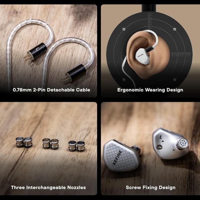 Detalle 2 de Linsoul Kefine Klean In-Ear Monitor: IEM con driver dinamico DLC da 10 mm, ugelli intercambiabili e cavo staccabile Type-C