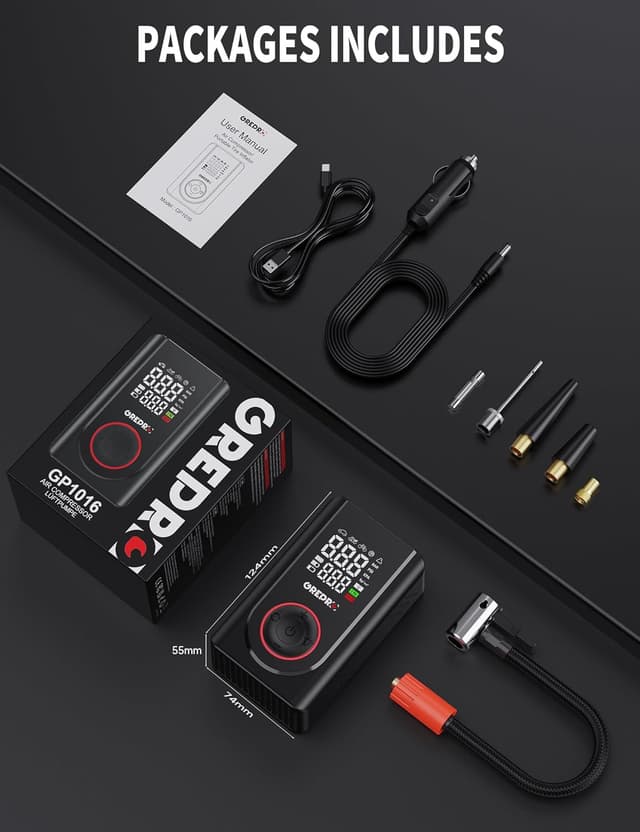 Thumbnail 6 de 150 PSI Rechargeable Tyre Inflator with 5000mAh Power Bank ⛽