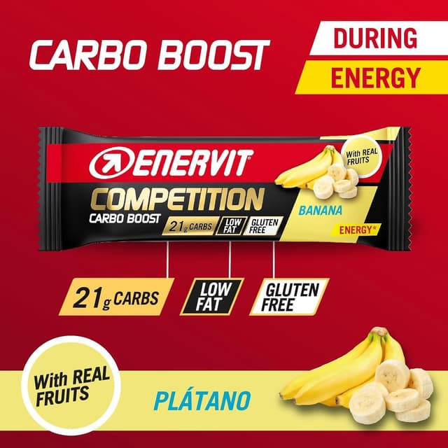 Thumbnail 1 de Enervit Barrita Competición Plátano 🍌 Energía Sin Gluten 12x30g