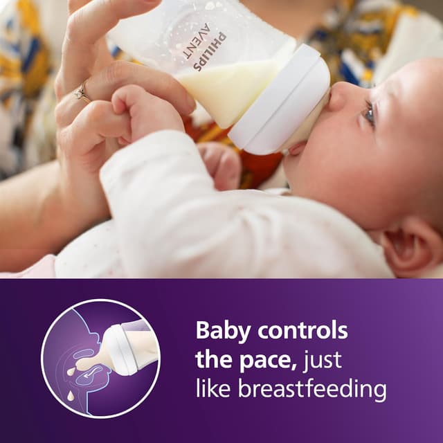 Detalle 2 de Philips Avent Natural Baby Bottles (Natural Response), Medium Flow, 9oz, 4-Pack (SCY903/04)