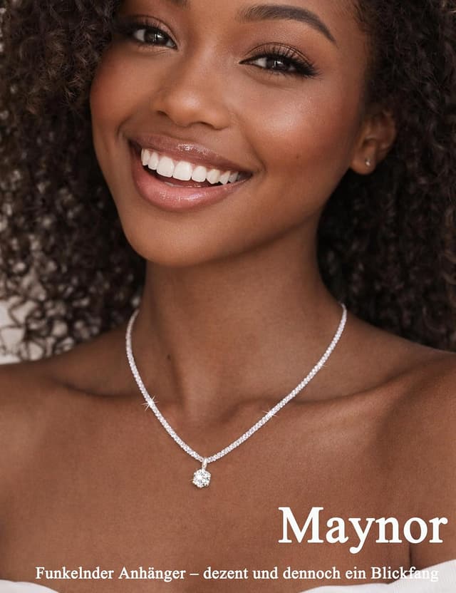 Detalle de Maynor Geburtsstein-Halskette für Damen aus 925 Sterling Silber mit Zirkonia-Anhänger (12 Farben, personalisierbar)