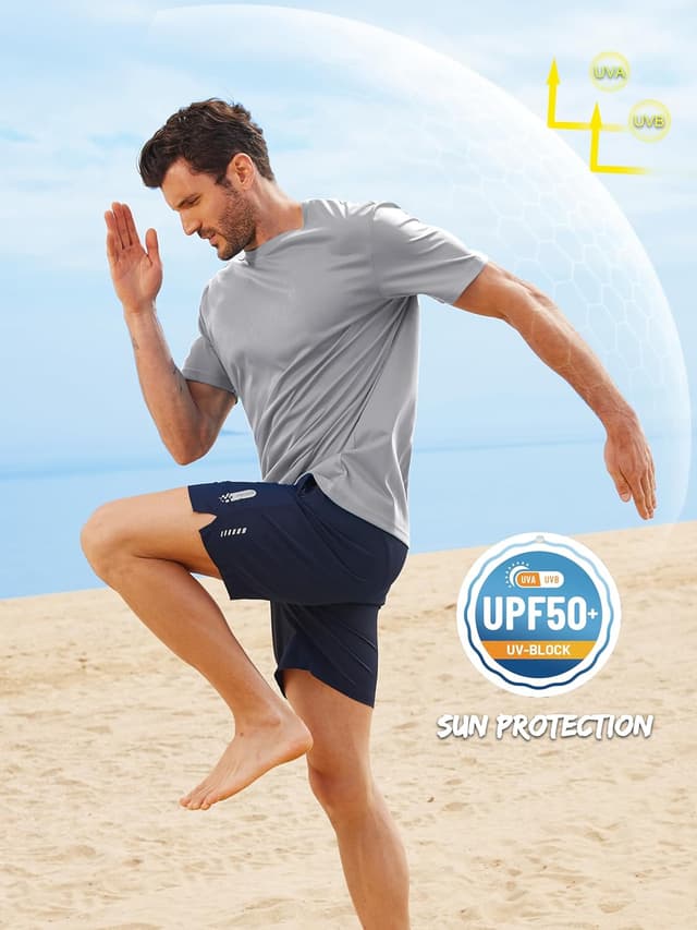Detalle 1 de ZITY 5-Pack Men’s UPF 50+ Sun Protection T-Shirts (Athletic Fit, Fast Dry, Breathable)