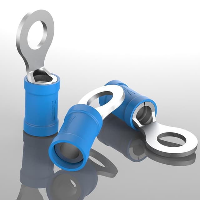 Detalle de AUPROTEC 10 connettori ad occhiello blu per cavi 1,5–2,5 mm² con foro Ø M8 (capicorda preisolati PVC)