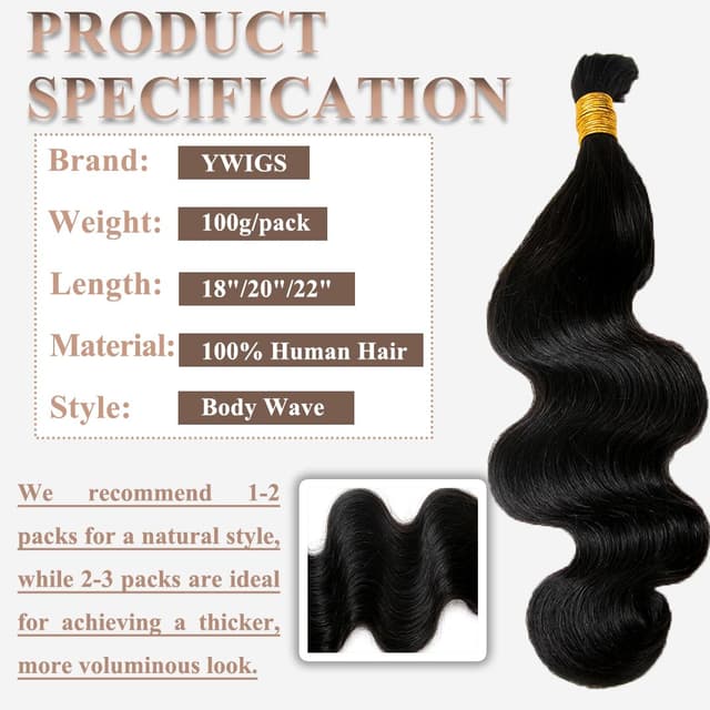 Detalle 2 de YWIGS Boho Braiding Hair 100G, 18 inch