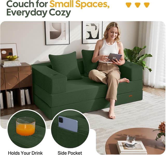 Detalle de COMAX Folding Sofa Bed 4-in-1 Yellow 🛋