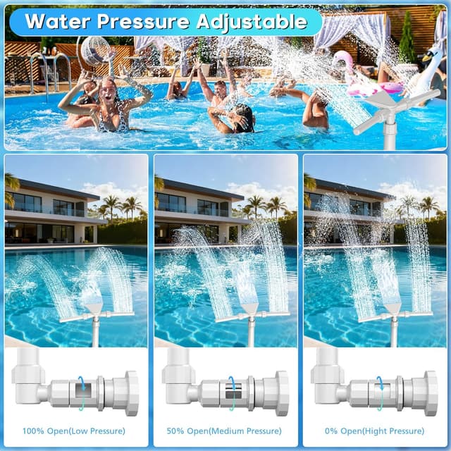 Detalle de Mooroer Fontaine de piscine 3-en-1 avec cascade réglable à 360° (hors sol et enterrées)