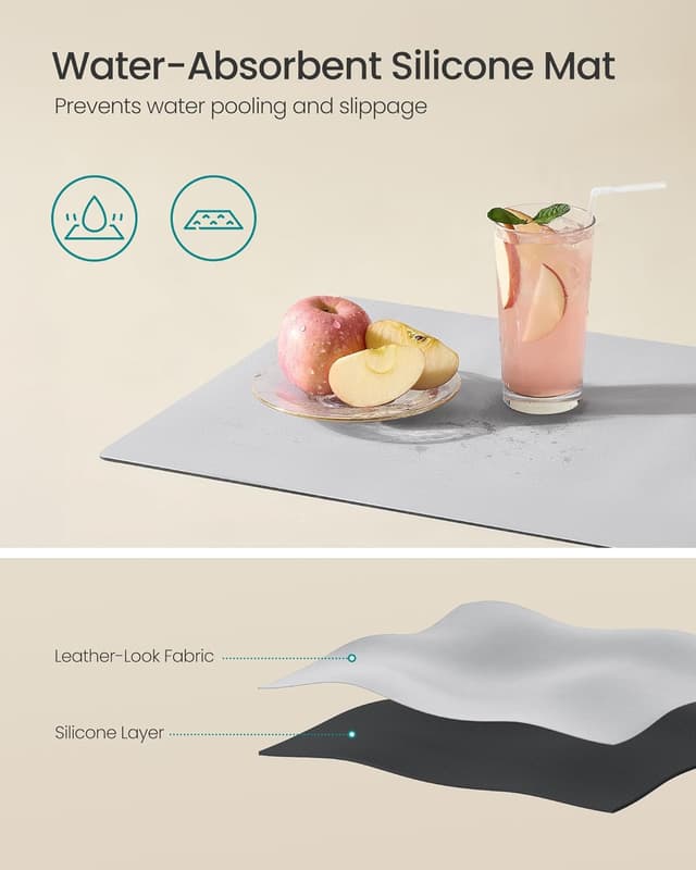 Detalle 2 de SONGMICS KCS552W01 dish drying rack with 360° rotatable spout and cutlery holder