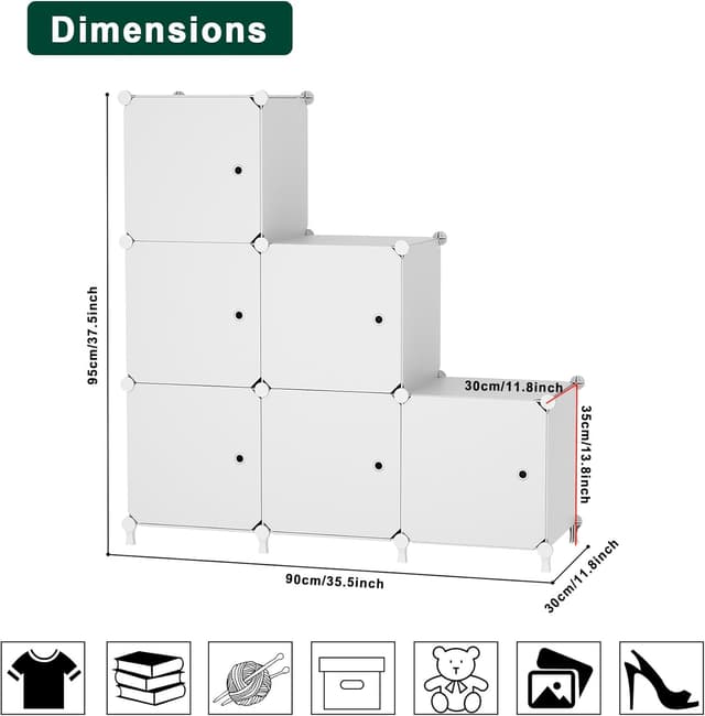 Detalle de ATTDETJL ATTSL6002 6-cube storage unit 30cm compartments