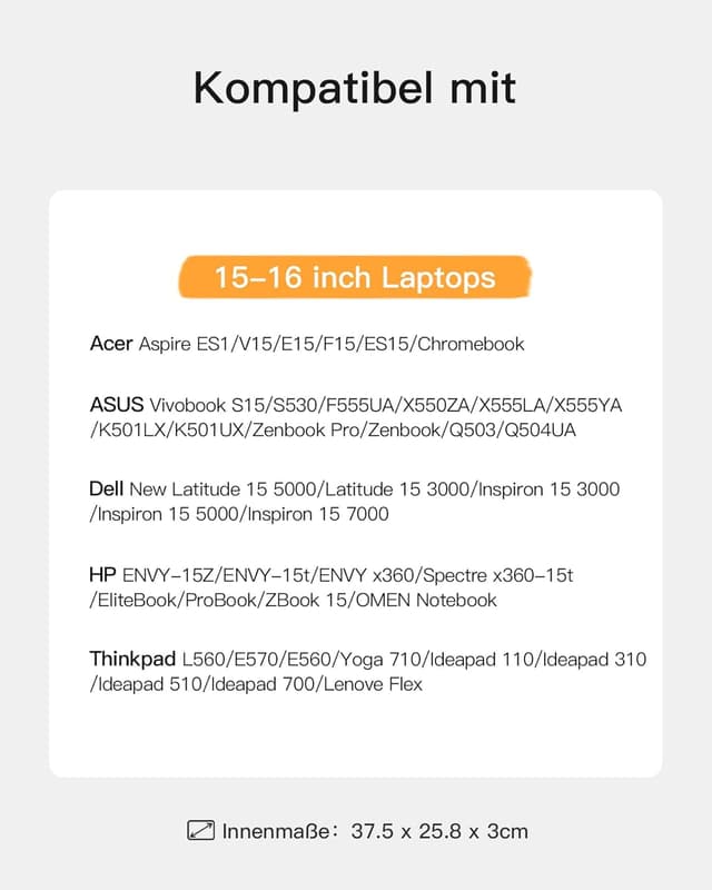 Detalle de Inateck Laptoptasche Hülle spritzwassergeschützt für 15,6 Zoll Notebook