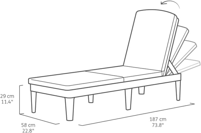 Thumbnail 2 de Keter Jaipur Tumbona Plegable para Jardín con Cojín
