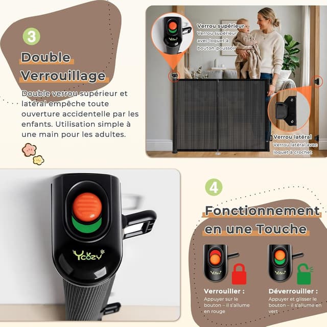 Detalle 1 de Ycozy Barrière de sécurité 200 cm