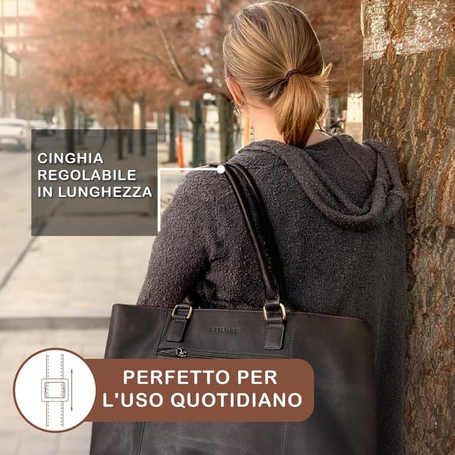 Detalle 2 de STILORD Marika Borsa Laptop 15,6 pelle nera