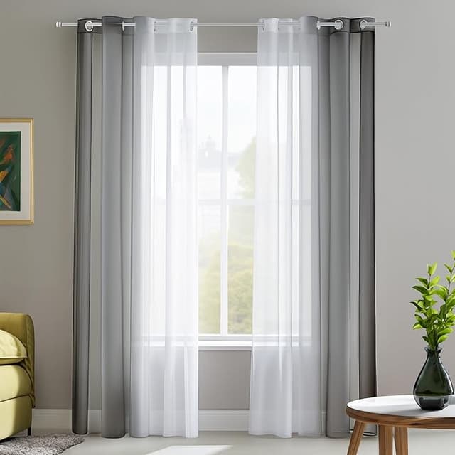 Imagen de Deconovo Cortinas Blancas Translucidas para Dormitorio 🪟 2 Piezas 140x175cm en OfertitasTOP