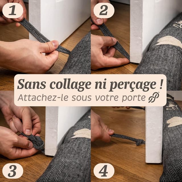 Thumbnail 4 de Praknu Boudin de porte Anti Froid 90cm Gris