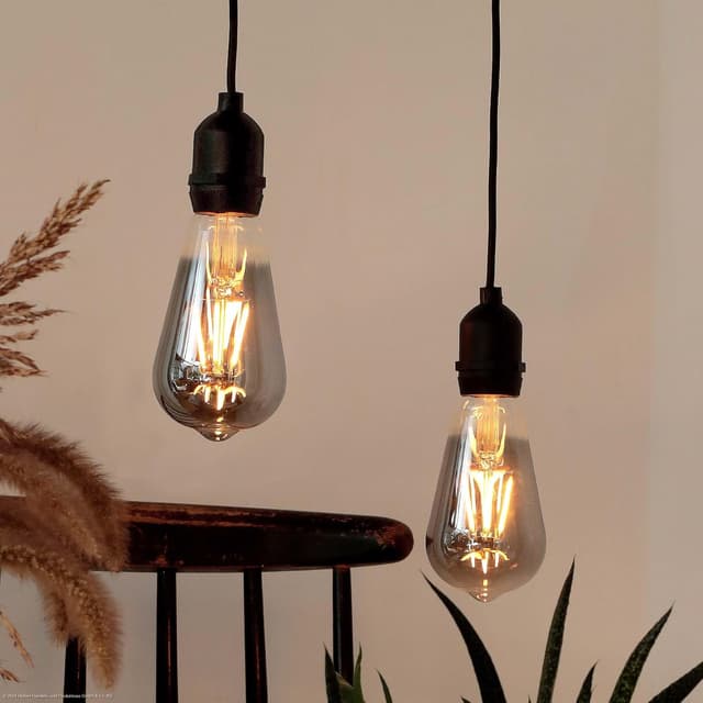 Detalle de hellum Lot de 2 lampes suspendues extérieures à batterie ST64 grise avec télécommande