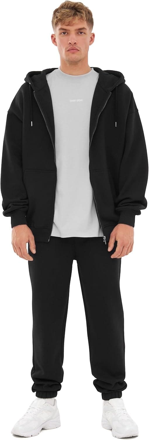 Detalle 2 de Johnny Urban Felpa con zip uomo e donna Caleb in cotone unisex oversize con cappuccio