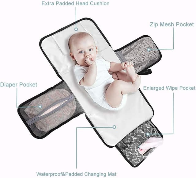Thumbnail 3 de Lekebaby Portable Nappy Changing Mat with wipe pocket, grey