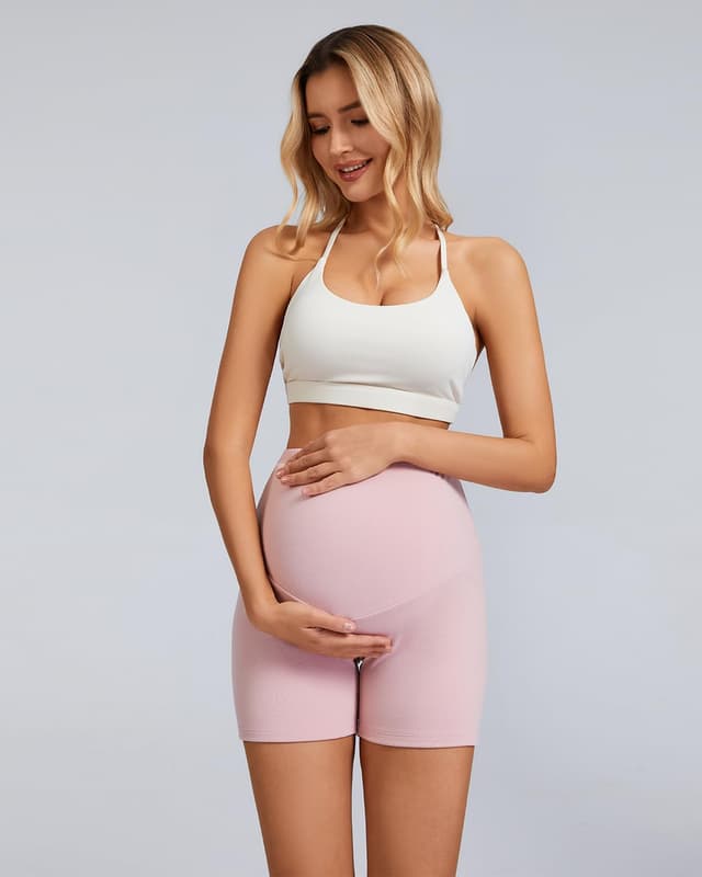 Detalle de Celfaeree 4er Pack Damen-Umstandshose kurze Radlerhose als Schwangerschaftsleggings (Stretch)