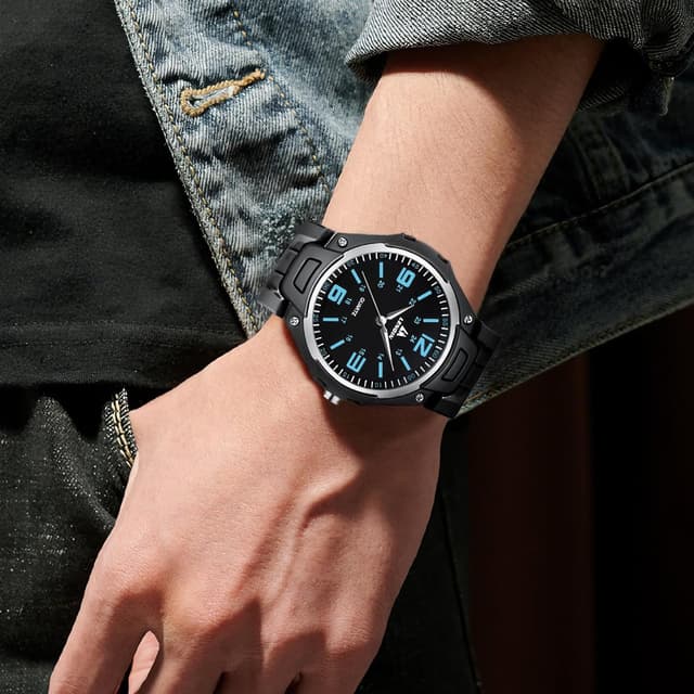 Detalle de LN LENQIN Herrenarmbanduhr aus Edelstahl, analoges Quarzwerk – 30M wasserdicht, 40-mm-Gehäuse