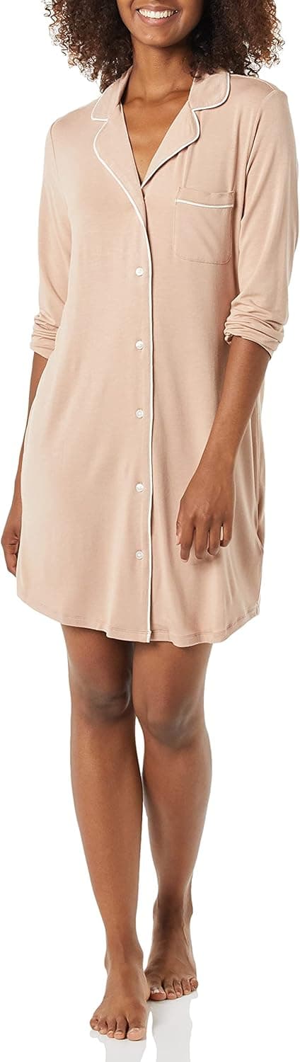 Detalle 2 de Amazon Essentials Piped Nightshirt for Women 1 pocket