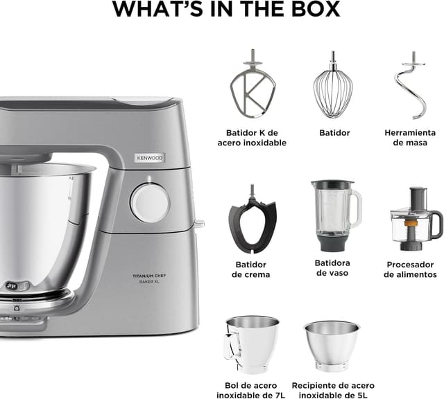 Thumbnail 6 de Kenwood Titanium Chef Baker XL KVL85.424SI Küchenmaschine mit integrierter Waage und Patisserie-Set (7 L & 5 L)