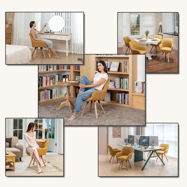 Detalle 2 de MEUBLE COSY sedia girevole 360° imbottita con braccioli e schienale per pranzo, ufficio e toeletta