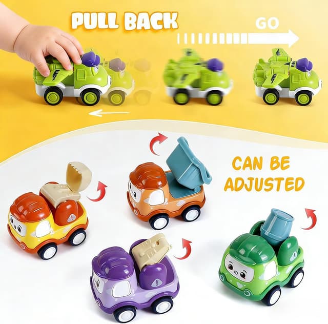 Detalle de LULULIA 12-Piece Pull-Back Mini Cars Set (with play mat & storage box) for 1-Year-Old Boys & Girls
