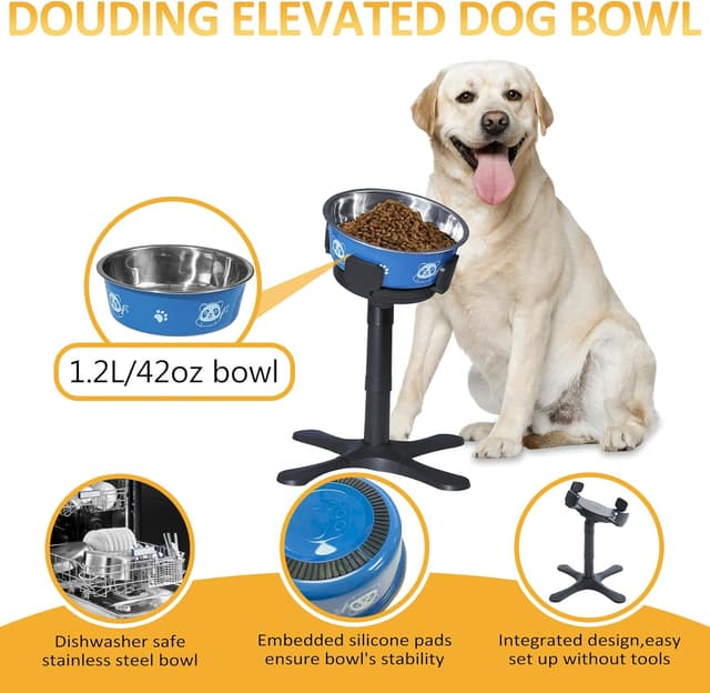 Detalle 2 de DOUDING Raised Dog Bowl stand, adjustable heights