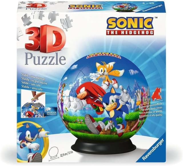 Detalle de Ravensburger Puzzle 3D Ball Sonic the Hedgehog da 73 pezzi (6 anni) Easy Click