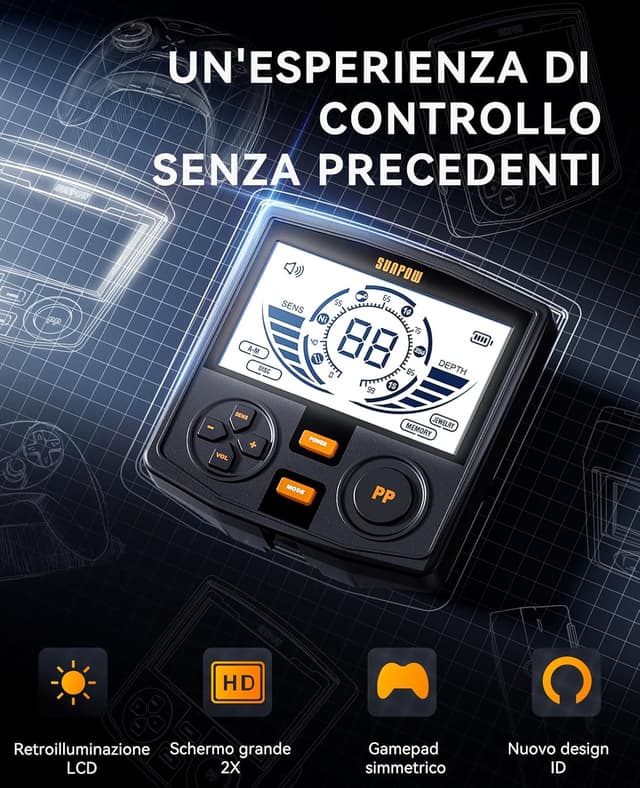 Detalle 2 de SUNPOW Metal Detector Professionale OTMD14 con chip DSP e bobina IP68 da 30 cm