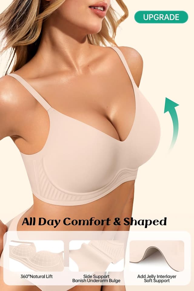 Detalle 2 de LetsJoli Jelly Bras for Women 2026 Wireless No Underwire T-Shirt Bra Push Up Seamless Bralette