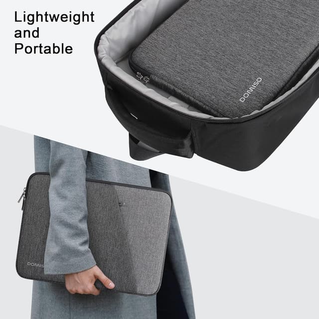 Detalle de DOMISO Laptop-Tasche 15–15,6 Zoll wasserdicht – Laptop Sleeve mit Seitentaschen (Grau)