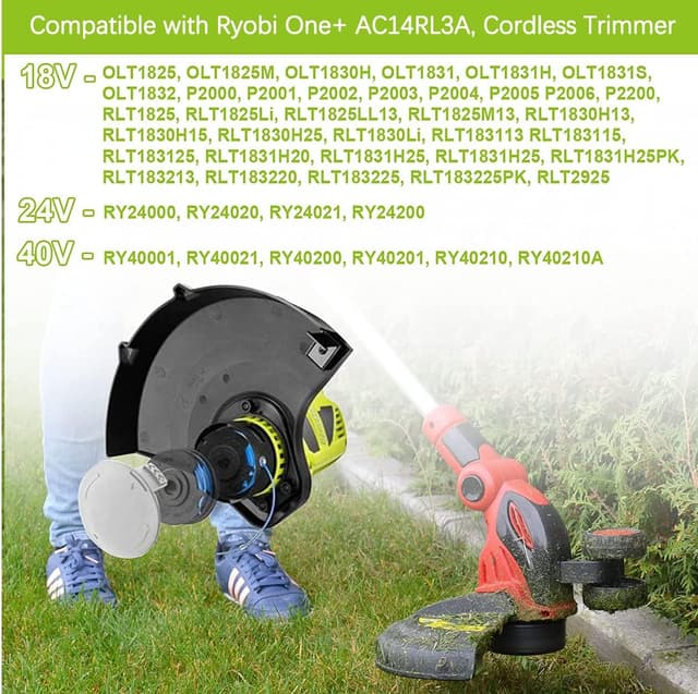 Detalle de MOECSHSY Strimmer Spool & 1.6mm Double Autofeed line for Ryobi ONE+ (compatible replacement, 4-pack)