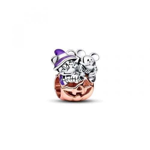 Detalle de Pandora Dije calabaza Disney en plata y oro rosa 🌟