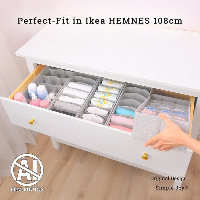 Detalle de SIMPLE JOY® HEMNES Organizer 5er-Set (schadstoffgeprüft, TÜV Rheinland) – Ordnungssystem für IKEA HEMNES 108 cm
