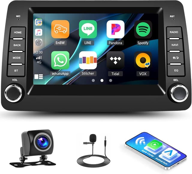 Detalle de GOHHDL Autoradio Android 2G+64G per Fiat Panda 169 (2002-2012) con Wireless CarPlay, Android Auto, GPS Wi‑Fi e telecamera posteriore