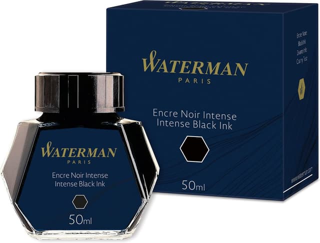 Detalle de Waterman Tinta Negra Intensa para Pluma Estilográfica ✒️ 50 ml
