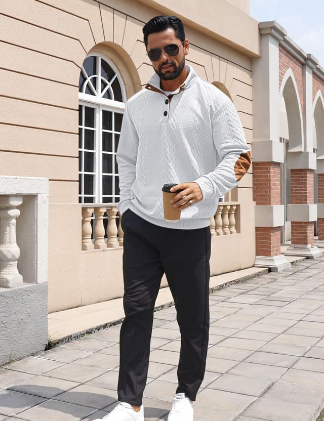 Thumbnail 4 de QOSOQ Men's Casual Sweatshirt 1/4 Zip