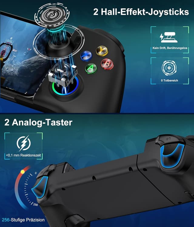 Detalle de Elegamefy Handy Controller mit RGB 15h Akkulaufzeit