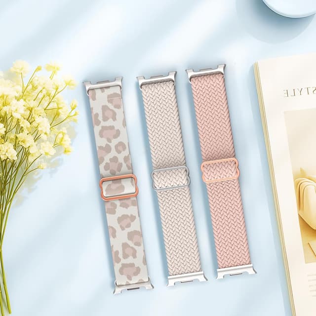 Detalle de Delidigi Braided Stretchy Straps for Samsung Galaxy Watch 8 / 8 Classic (40mm–46mm) — elastic nylon one-click bands