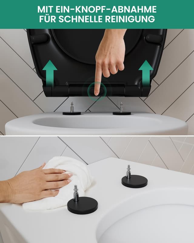 Detalle 2 de ANYCEE Tavoletta WC universale in duroplast nero con chiusura ammortizzata e sgancio rapido