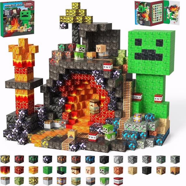 Detalle de Laoren Magnetic Building Blocks 200-Piece STEM Magnet Cubes Set (Ages 4–12)