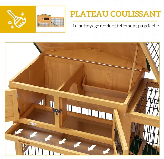 Detalle 1 de PawHut clapier extérieur lapin 150L