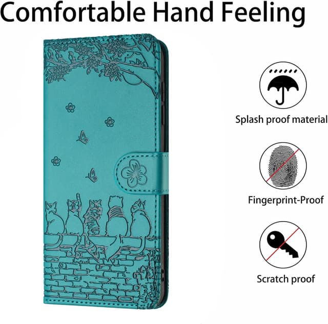 Thumbnail 6 de FALUWONRU coque étui portefeuille en cuir PU pour Xiaomi Redmi Note 11S 5G (fermeture magnétique, support) – Bleu