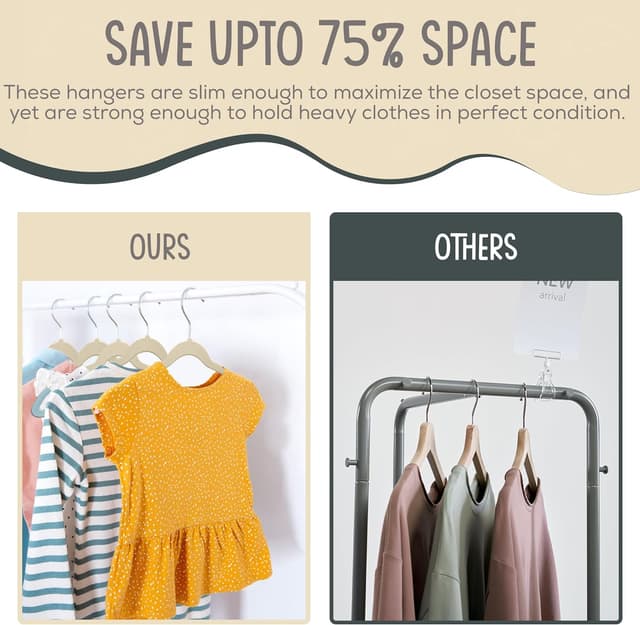 Thumbnail 4 de TechZoo 50 Premium Kids Velvet Hangers 14" — Non-Slip