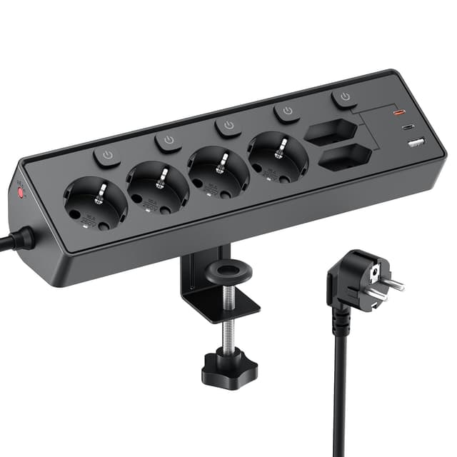 Imagen de KEMELO Ciabatta Multipresa con protezione da sovratensioni, 6 prese AC e 3 USB (PD 30W) con interruttore en OfertitasTOP