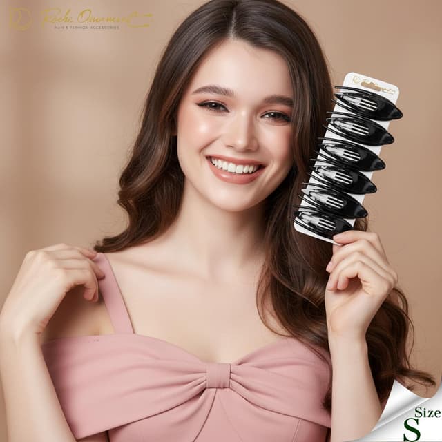 Detalle de RC ROCHE Französische Haarspangen (6er-Set, klein) – gewellt, fester Halt, flache Clips in Schwarz