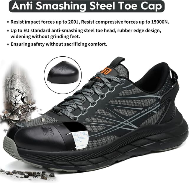 Detalle de RUGNOR Safety Trainers Steel Toe Cap Trainers for Men & Women – lightweight, breathable, non-slip work shoes